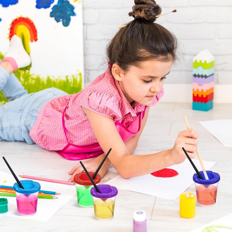 Ubamdom 10 Pack Paint Cups with Lids for Kids, Art Supplies No Spill Painting Cups for Young Artist, Reusable Paint Water Cup Paint Mixing Cups for Classroom Arts Crafts Supplies - Image 5